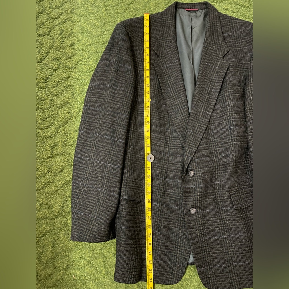 Vintage Hart Schaffner Marx Charcoal Green Check Blazer - Picture 7 of 10